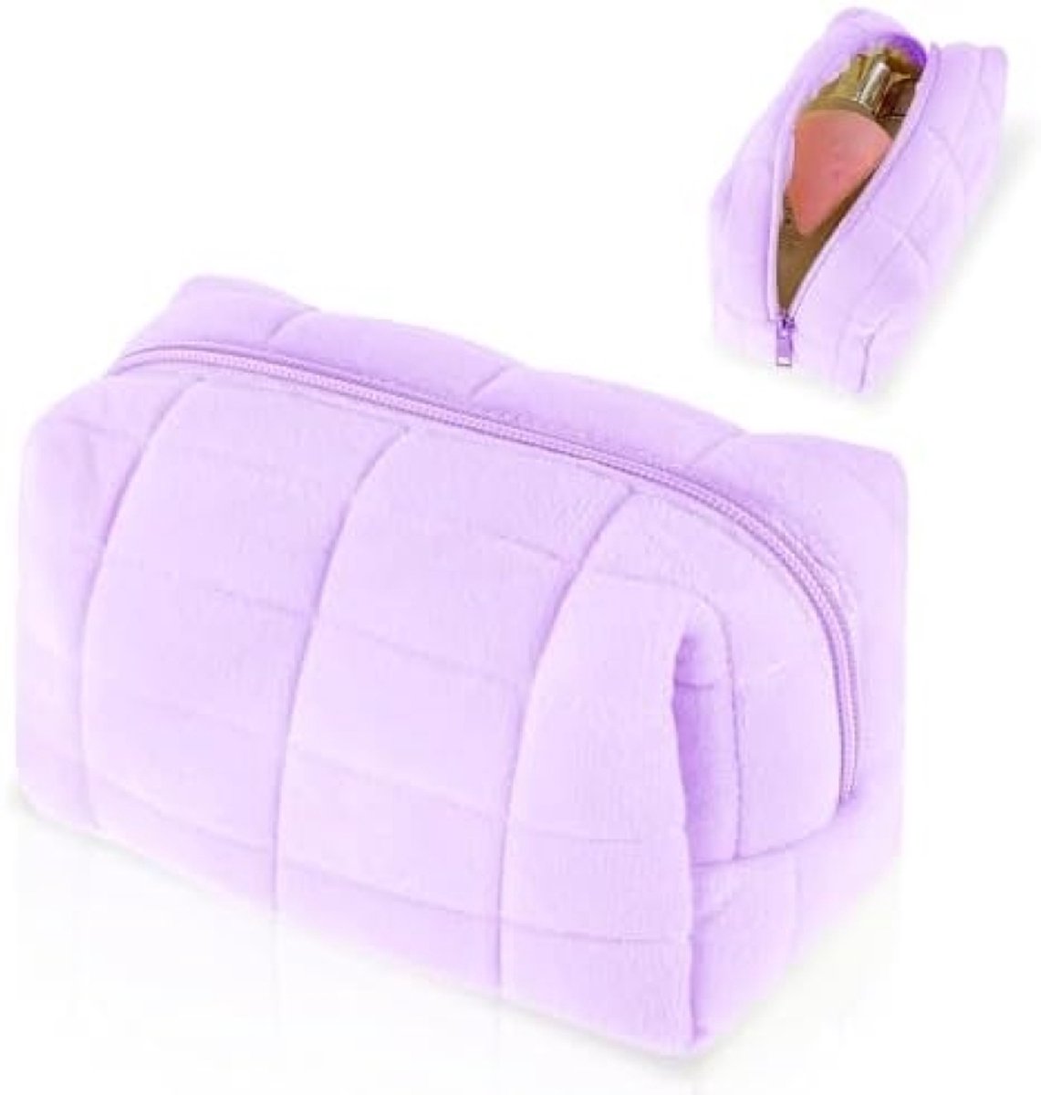 Compacte toilettas met pluche afwerking - Paars