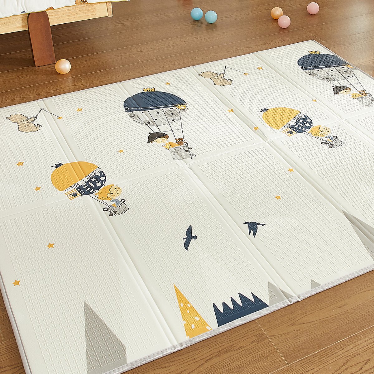CASABEL Baby Speelmat 180×150 cm, Opvouwbaar, Waterdicht, Dik, Bergpatroon, Groot Formaat en Gemakkelijk Op te bergen