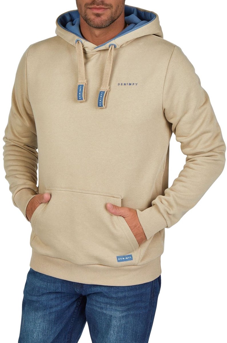 DENIMFY Heren Sweatshirt DFBenno regular fit Beige M Volwassenen hoodie / capuchon trui