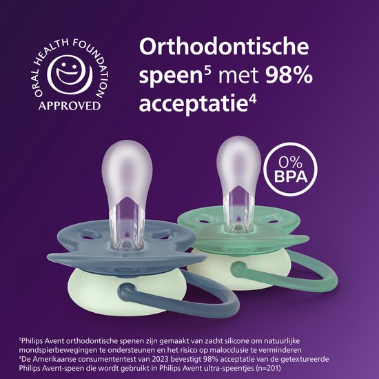 Philips Avent Ultra Soft Nighttime - 6 tot 18 maanden - Glow-in-the-dark fopspeen - 4pack - SCF094/08 van Merkloos — afbeelding 3