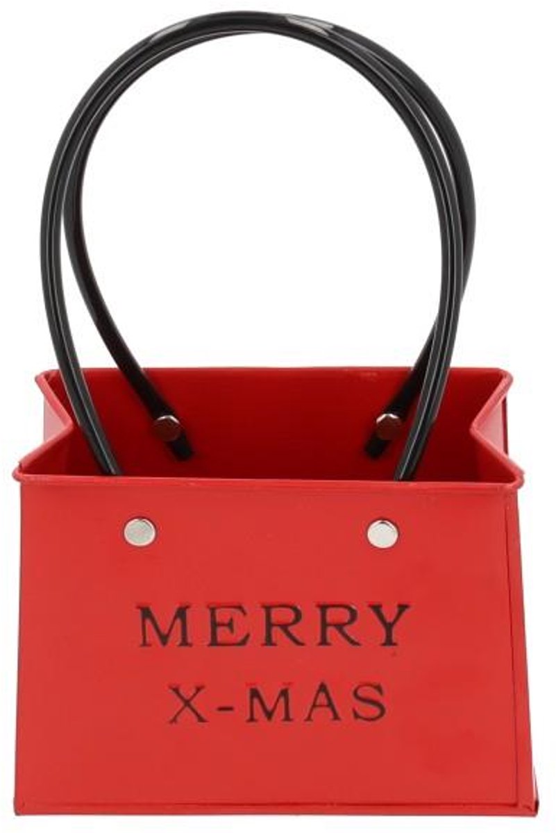 HBX natural living bloempot kerst tasmodel rood kunststof decoratie.