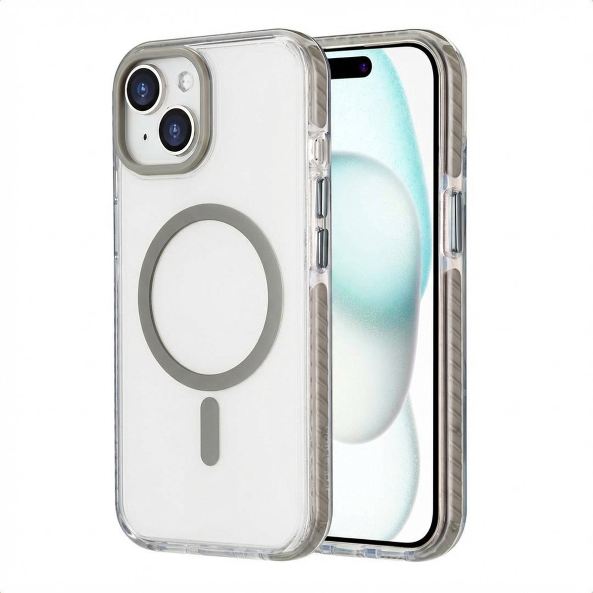 imoshion Hoesje - Geschikt voor iPhone 15 - Combat geschikt voor MagSafe Backcover - Grijs
