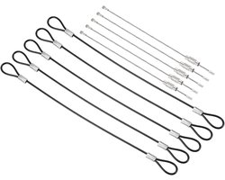 0.6ft Safety Cable Lock - 5 Pack Stainless Steel 2mm Dia Security Wire Cable - Double Loop Screwed Wire Rope voor Stage Lighting - Luggage Lock - Zwart