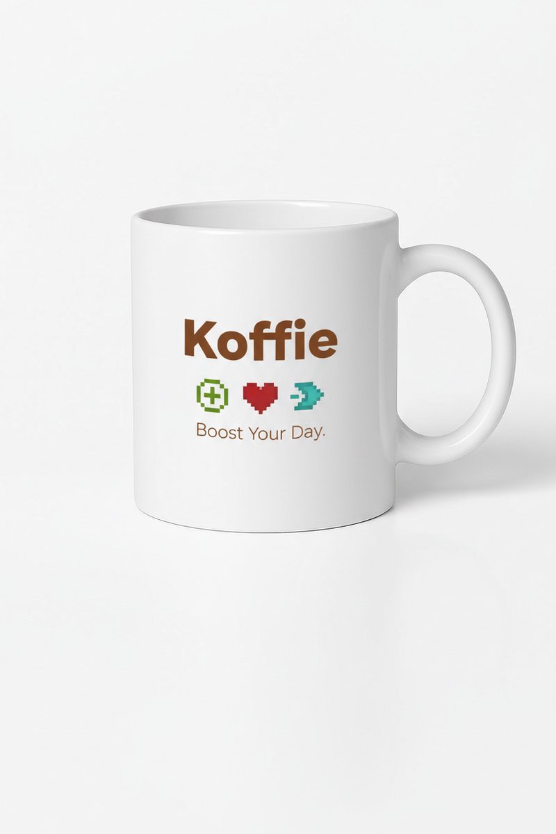 Koffie Boost Pixel Art Mok - Gepersonaliseerde Keramische Koffiemok