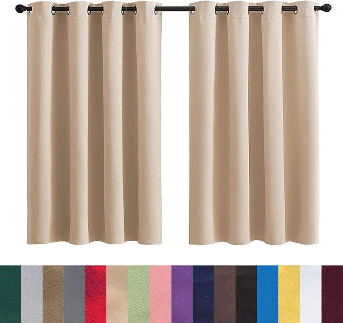 Verduisterende Gordijnen met Plissé 220 x 270 cm Polyester Zwart Geschikt voor Woonkamer e