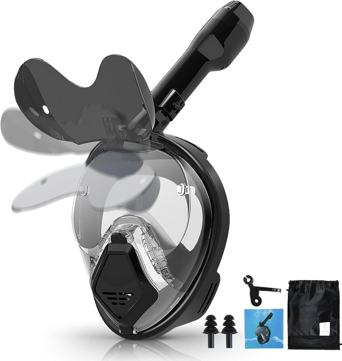 Full Face Snorkelmasker voor Volwassenen met 180° Panoramisch Uitzicht en Dry Top Systeem