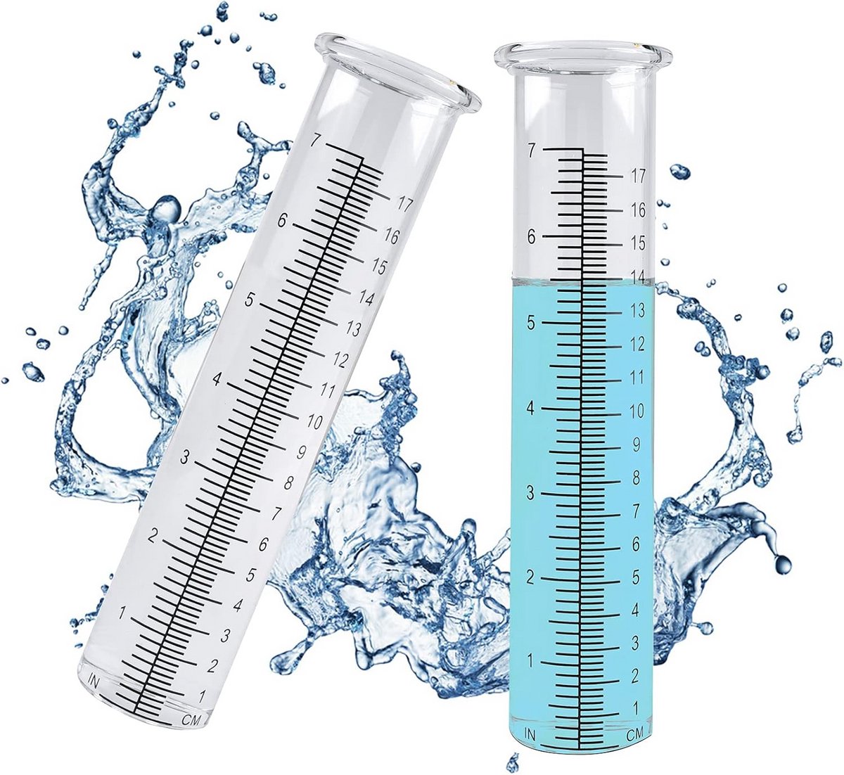 Regenmeter Glas Reservebuis 7 Inch Capaciteit voor Buiten Tuin (2 Stuks)