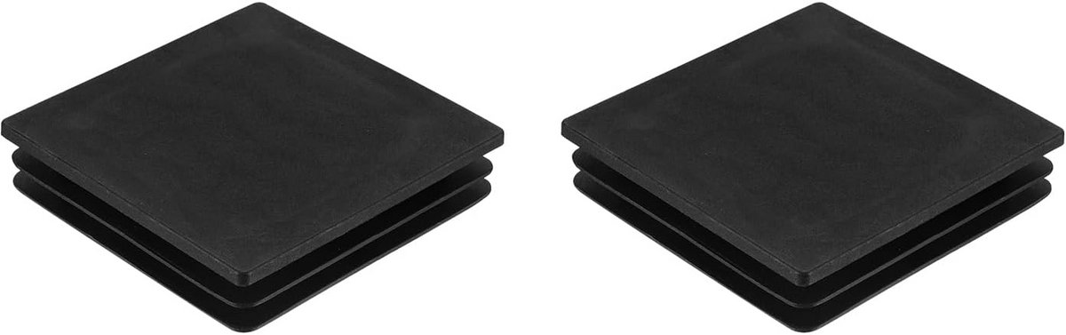 2x Vierkante Zwarte Kunststof Einddoppen voor Buisframes 100x100 mm