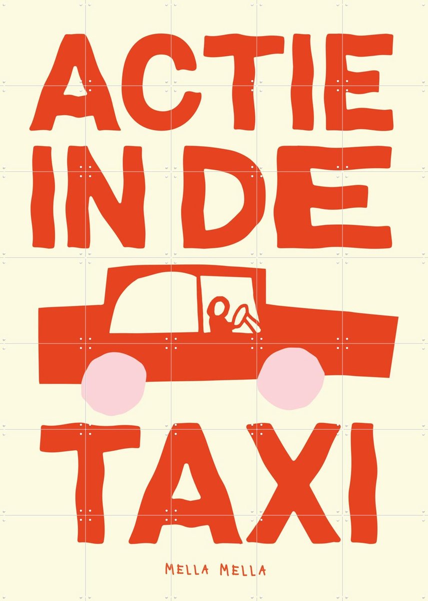 IXXI Actie in de taxi, Mella Mella - 100 x 140 cm - Gratis ophangtool - Grote wanddecoratie en posters Gang, Kinderkamer, Voertuigen, Grappig