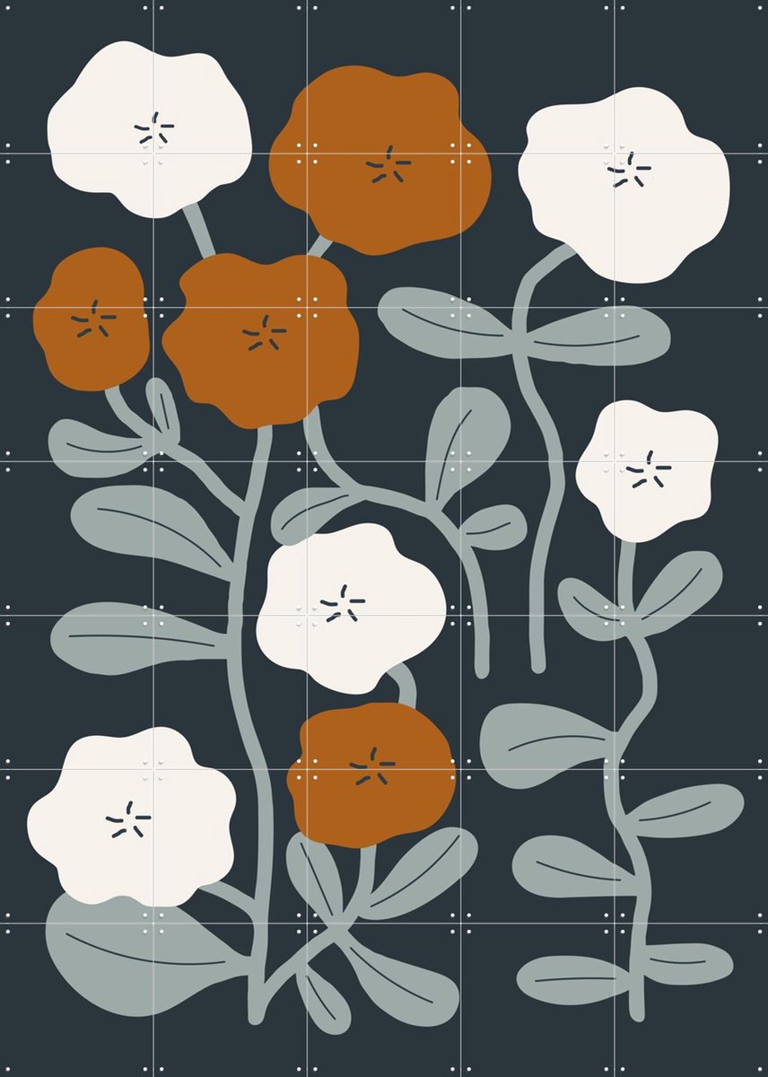 IXXI Happiness Blooms with Flowers, Little Otja - 100 x 140 cm - Gratis ophangtool - Grote wanddecoratie en posters - Speels, Illustraties