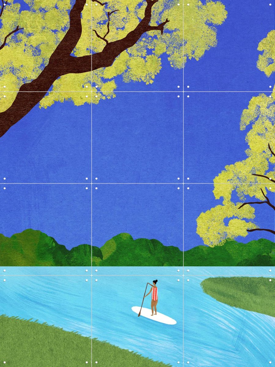 IXXI A Day on the River, Henry Rivers - 60 x 80 cm - Gratis ophangtool - Grote wanddecoratie en posters - Speels, Grafisch Ontwerp, Illustraties