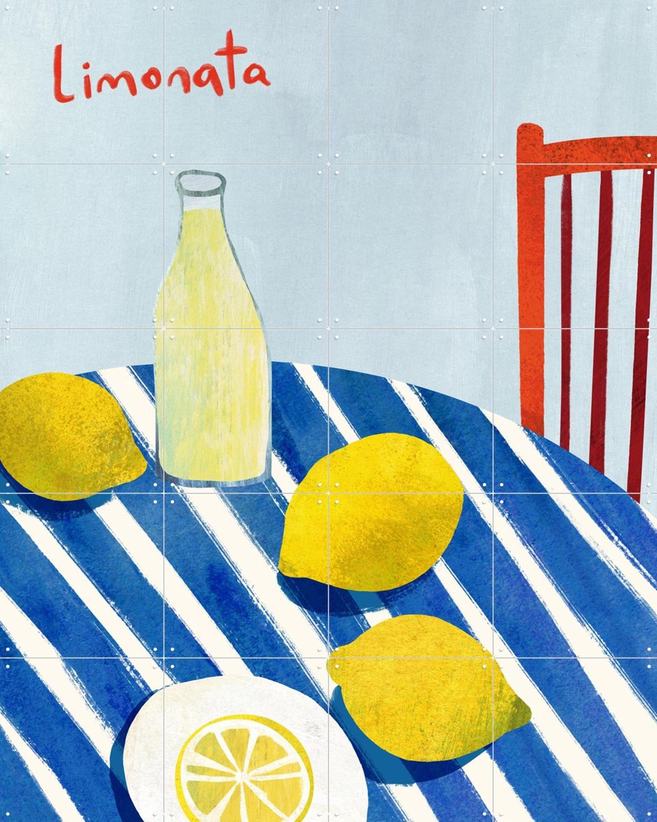 IXXI Lemons & Lemonade, Henry Rivers - 80 x 100 cm - Gratis ophangtool - Grote wanddecoratie en posters - Speels, Kleurrijk, Illustraties, Keuken