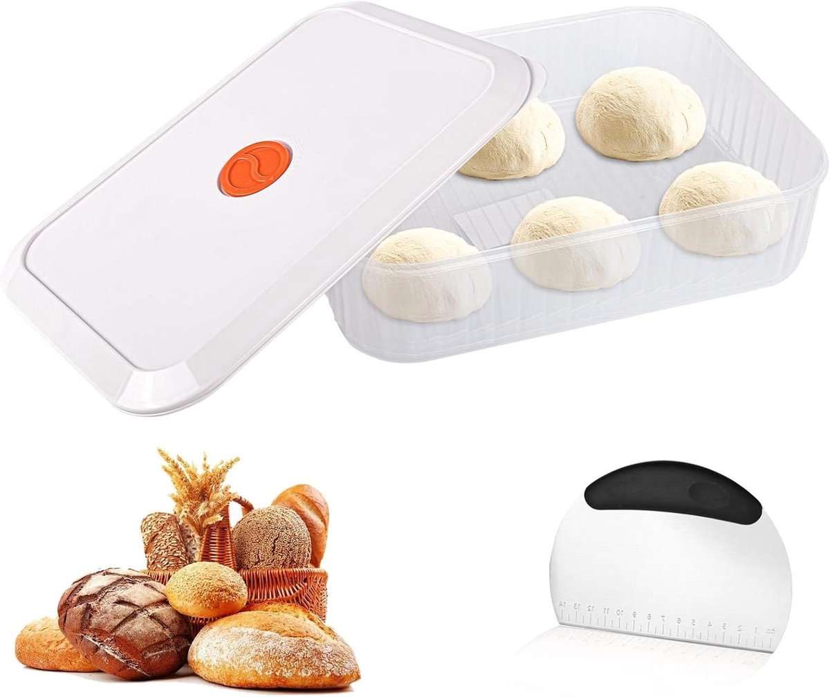 Pizzadeeg bakje met tarock, herbruikbaar deegcontainer voor brood - 31 x 23 x 9 cm
