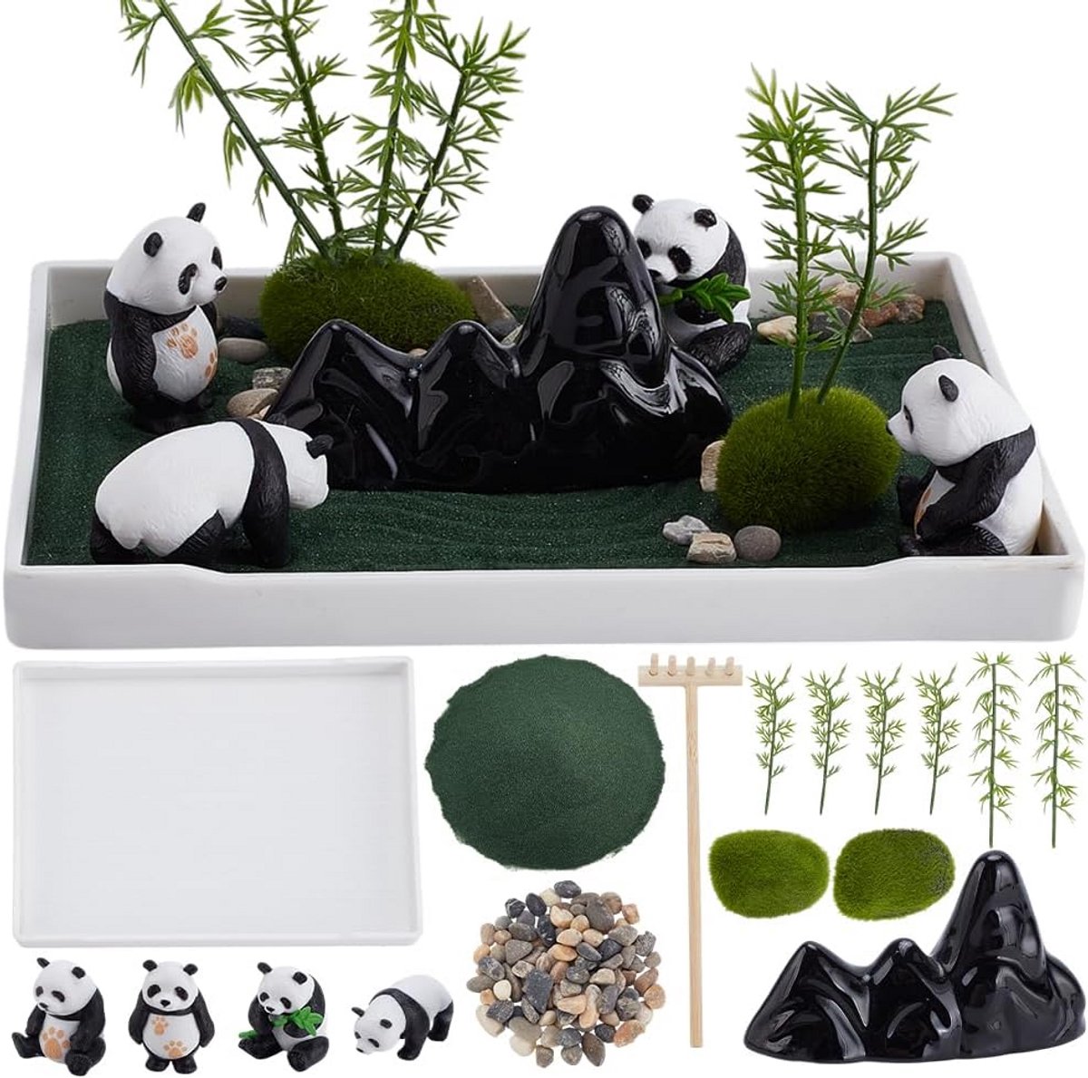 Mini Zen Tuinset voor Bureau - Desktop Meditatie Zandbak met Gereedschap
