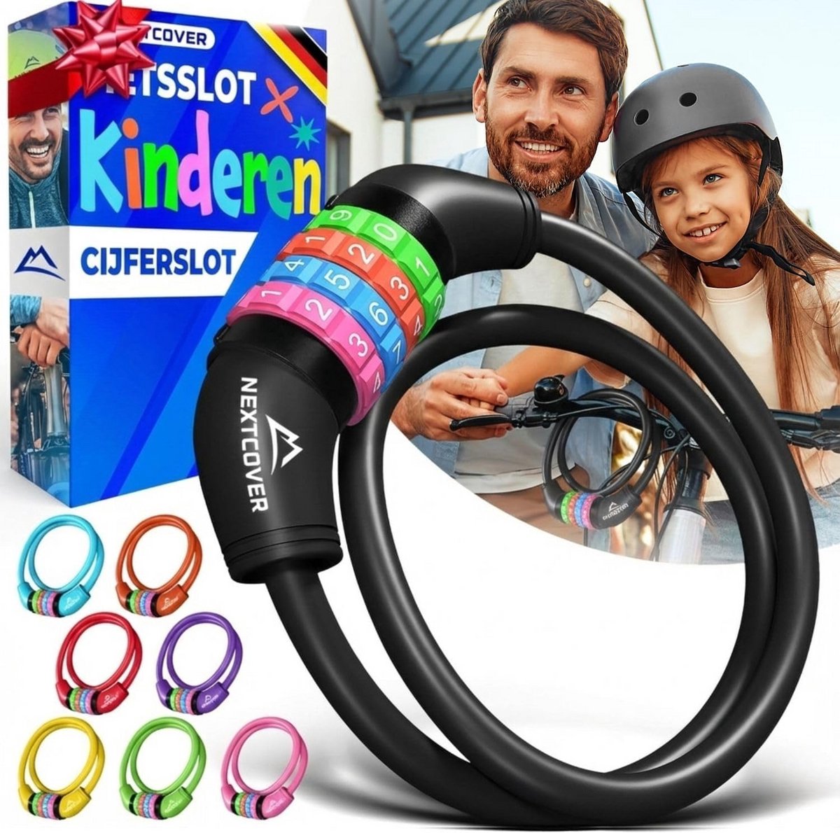 Fietslot met 4-Cijferige Code voor Kinderfiets, Step en Loopfiets - Extra Dikke Staalkabel