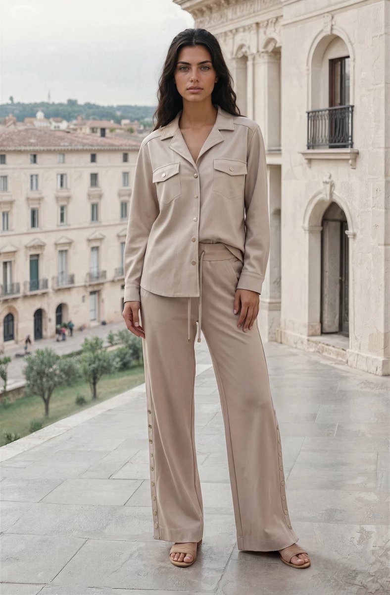 MI PIACE - Bonded Travel Broek 202683 Latte - Maat : XL