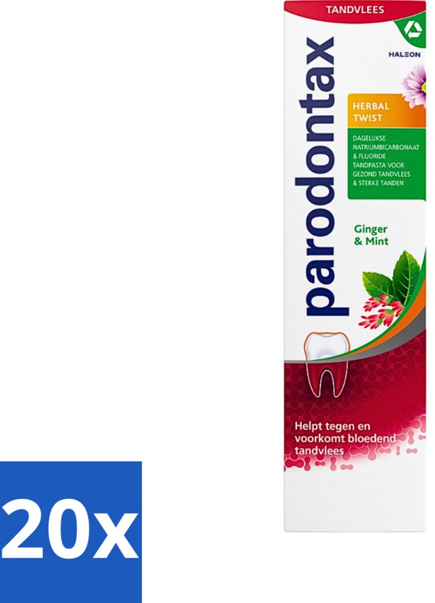 Parodontax - Tandpasta - Herbal Twist - Ginger & Mint - 75ml - Bulkverpakking - 20 stuks