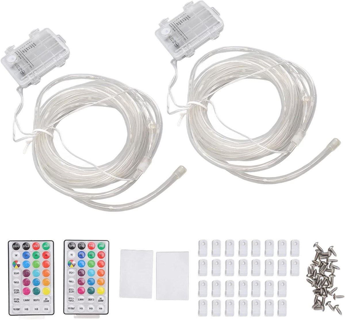 Trampoline met RIM LED LICHT 16 Kleur Waterdichte Afstandsbediening - Nachtspel Trampolinelicht - Duurzame PVC - Geschikt voor Alle Maten - Verlichting voor Buiten - Set van 2.