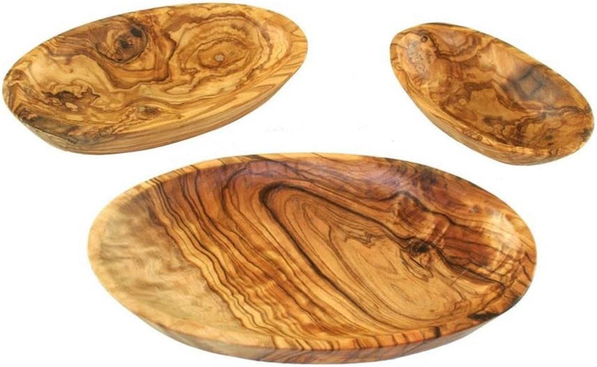 Ovale Schaal van Olijfhout (12 cm) voor Snacks, Noten en Dips