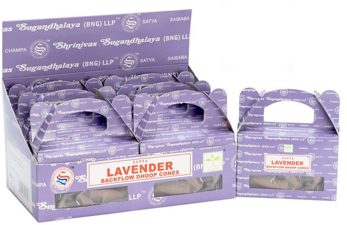 Doos met - Satya Lavender Backflow Dhoop Cone