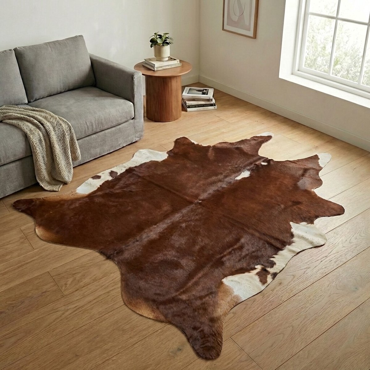 Koeienhuid Vloerkleed XL (Groot) - Effen-solid - 238 x 235 cm - Koeienkleed / Koeienvel / Dierenvel / Dierenhuid / Koehuid Tapijt