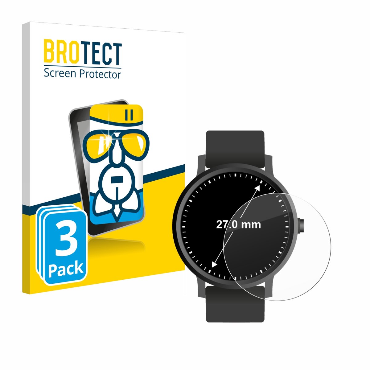 Screenprotector 3 Stuks voor Ronde Displays (ø: 27 mm) Beschermglas transparant