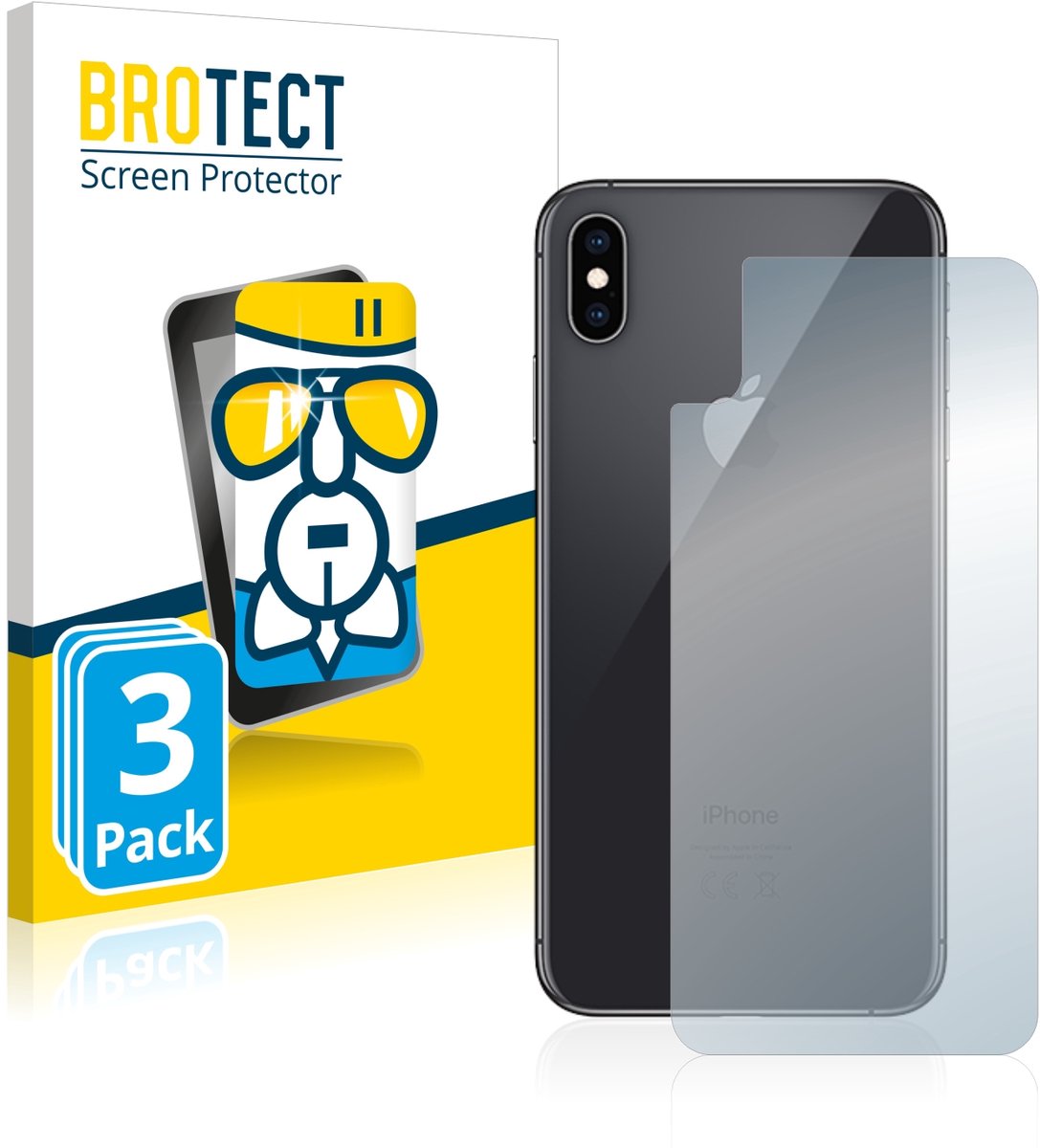Screenprotector 3 Stuks voor Apple iPhone Xs Max (Achterkant) Beschermglas transparant