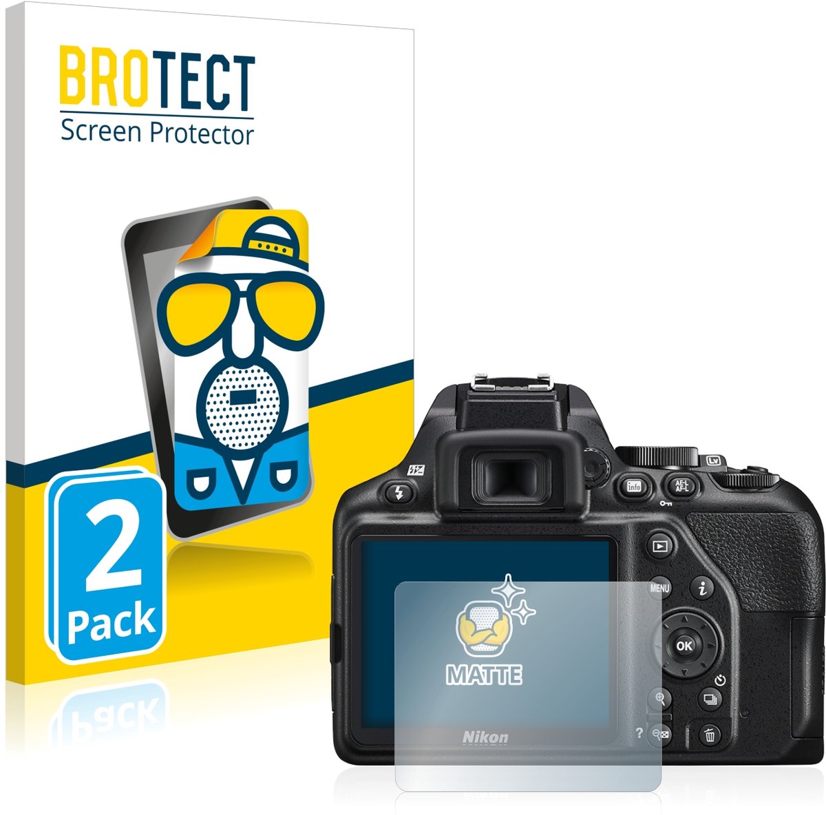 BROTECT - Screenprotector voor Nikon D3500 / D3300 - Folie Beschermfolie matte 2 Stuks