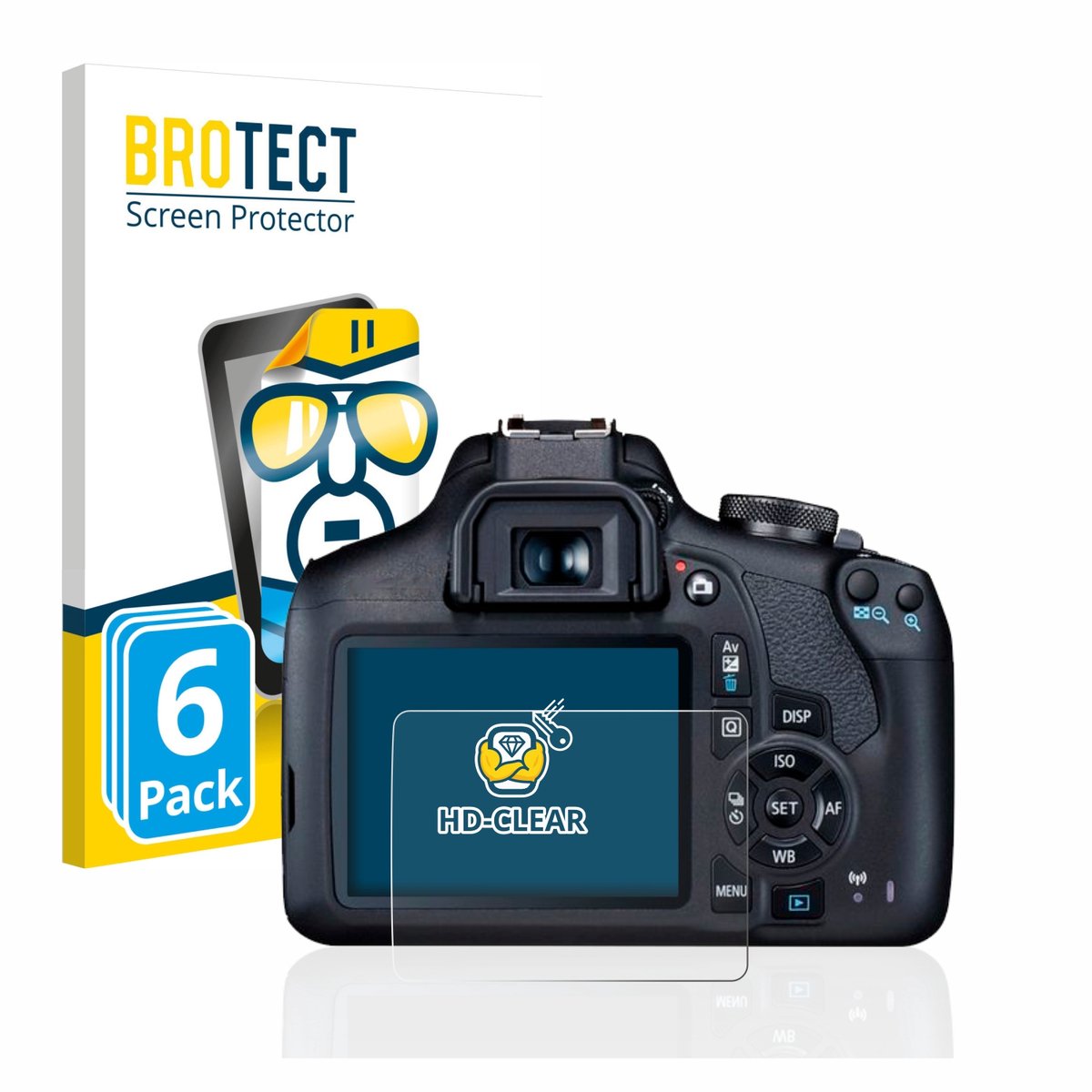 BROTECT - Screenprotector voor Canon EOS 2000D - Folie Beschermfolie transparant 6 Stuks