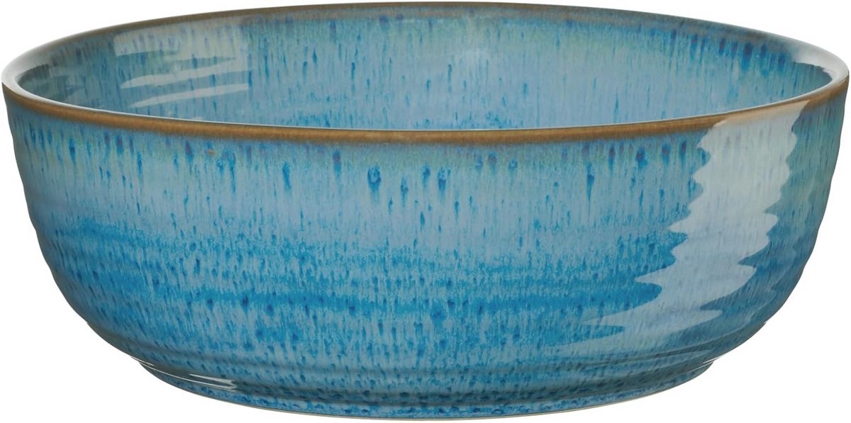 Grote Keramische Saladekom 25 cm - Handgemaakt Blauw Aardewerk - Oven-, Magnetron- en Vaat