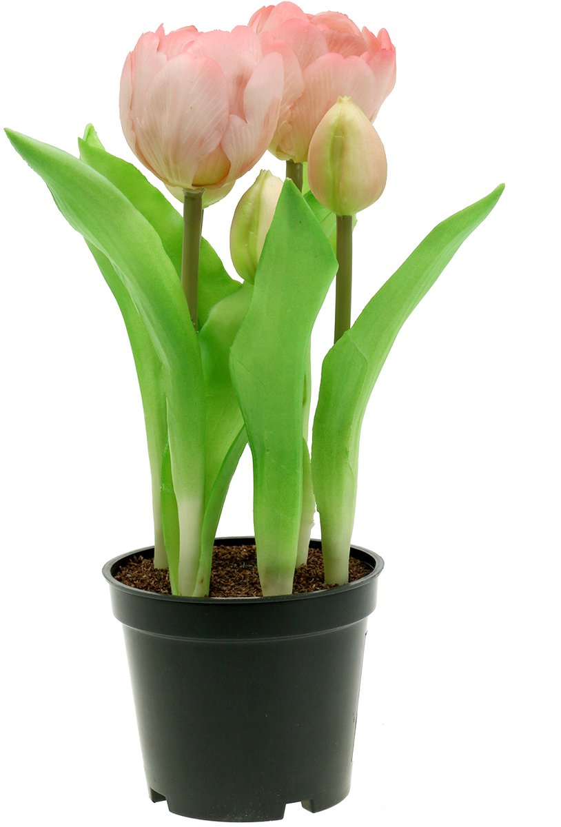 Viana Kunstbloemen in Pot Kunsttulpen Roze Geel 22,5cm