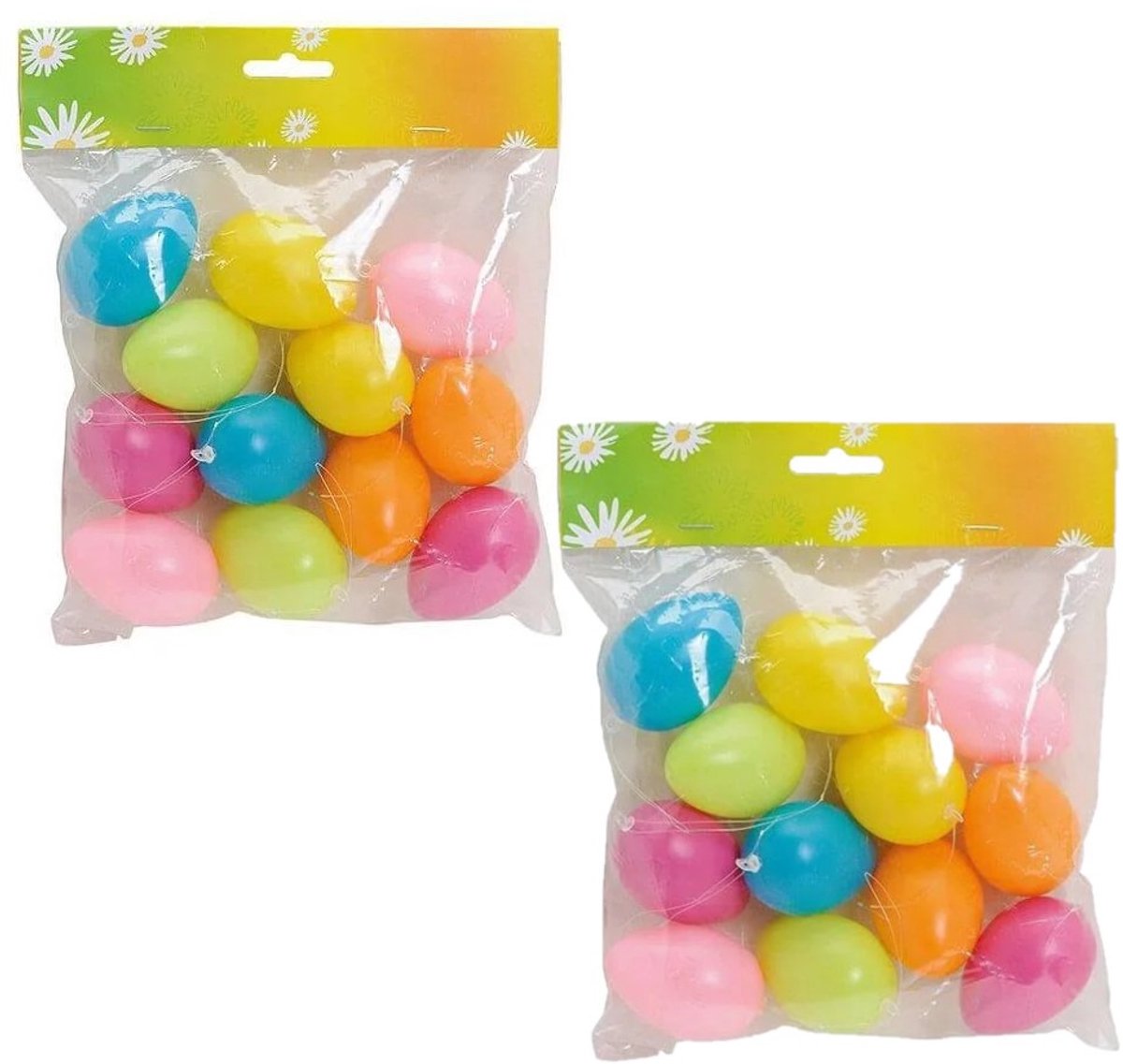 Season Deco Paaseieren hangdecoraties - 24x stuks - Pasen thema - vrolijke kleurenmix - H6 cm - kunststof - versiering