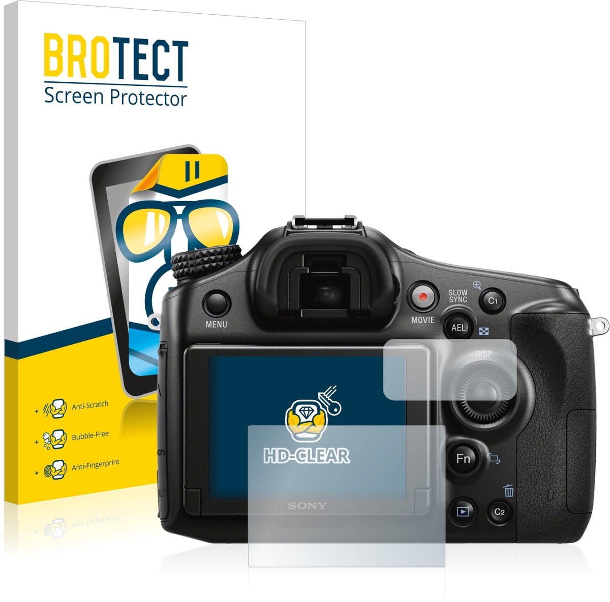 BROTECT - Screenprotector voor Sony Alpha 68 - Folie Beschermfolie transparant 2 Stuks