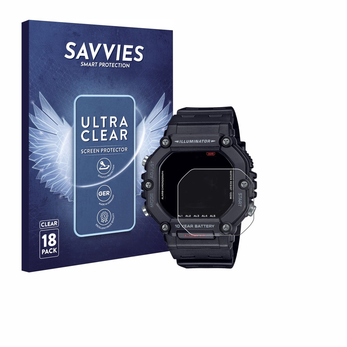 Savvies - Screenprotector voor Casio AE-1600H - Folie Beschermfolie transparant 18 Stuks