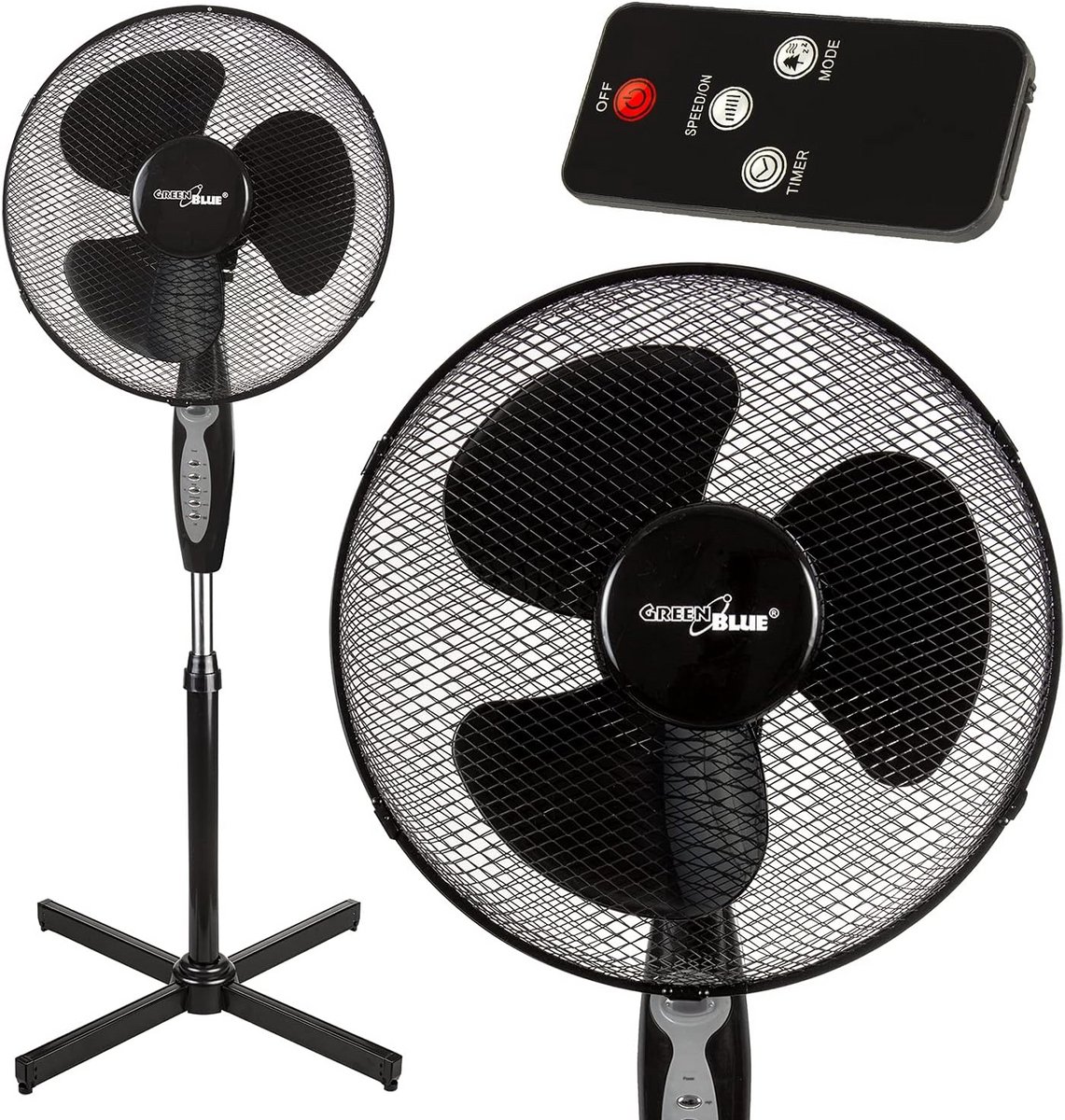 Staande Ventilator 40 cm met Afstandsbediening, Timer en 3 Snelheden – foto 2