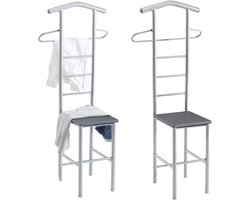 CARO-Möbel JIVO Men's Clothes Rack Set of 2 Coat Rack Metal Aluminium and MDF Grey