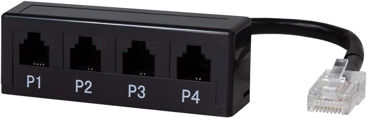 Modulaire adaptersplitter met 4 poorten voor RJ45 en RJ11