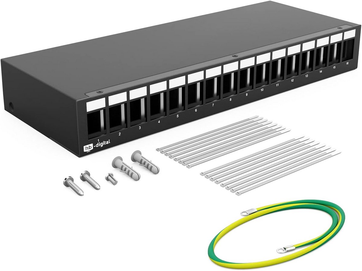 16-poorts patchpaneel voor Keystone modules - ethernet aansluitingen uitbreiden