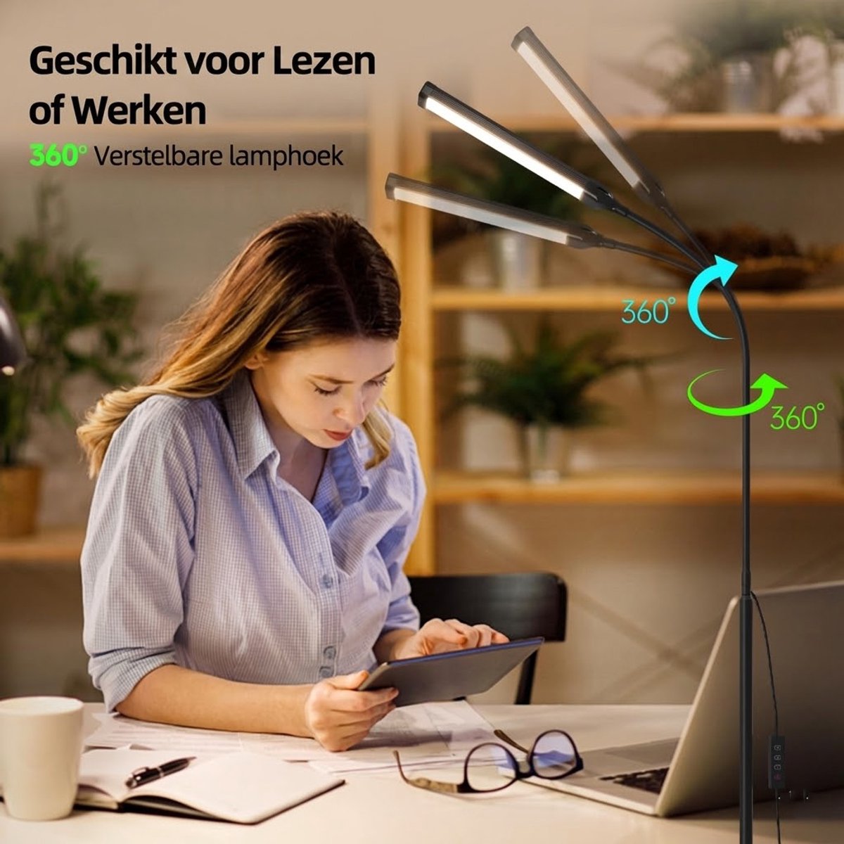 MUPOO Dimbare LED Vloerlamp - Flexibel verstelbaar, 10W USB thumbnail 4