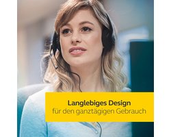 Jabra Biz 1500 QD On-Ear Stereo Headset with Quick Coupling, Cable Headphones with Noise Cancelling Microphone and Volume Point Protection for Table Phones