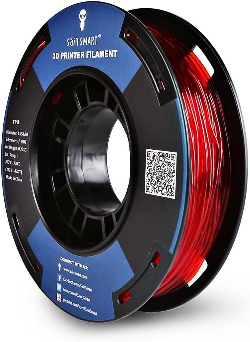 Flexible 3D Filament 1.75mm TPU - 250g in Rood