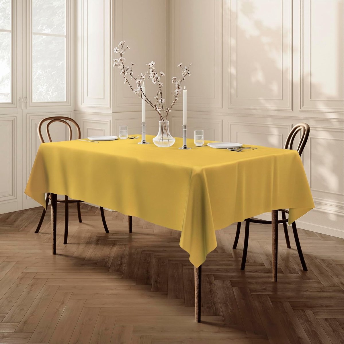 Tafelkleed textiel vierkant 150 x 300 cm - Geel