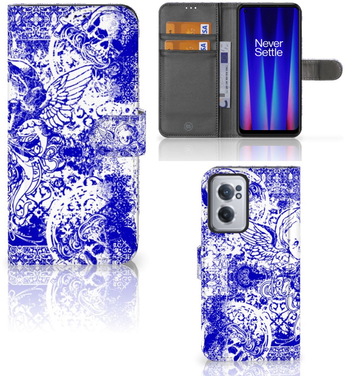 Telefoonhoesje met Naam OnePlus Nord CE 2 Angel Skull Blauw
