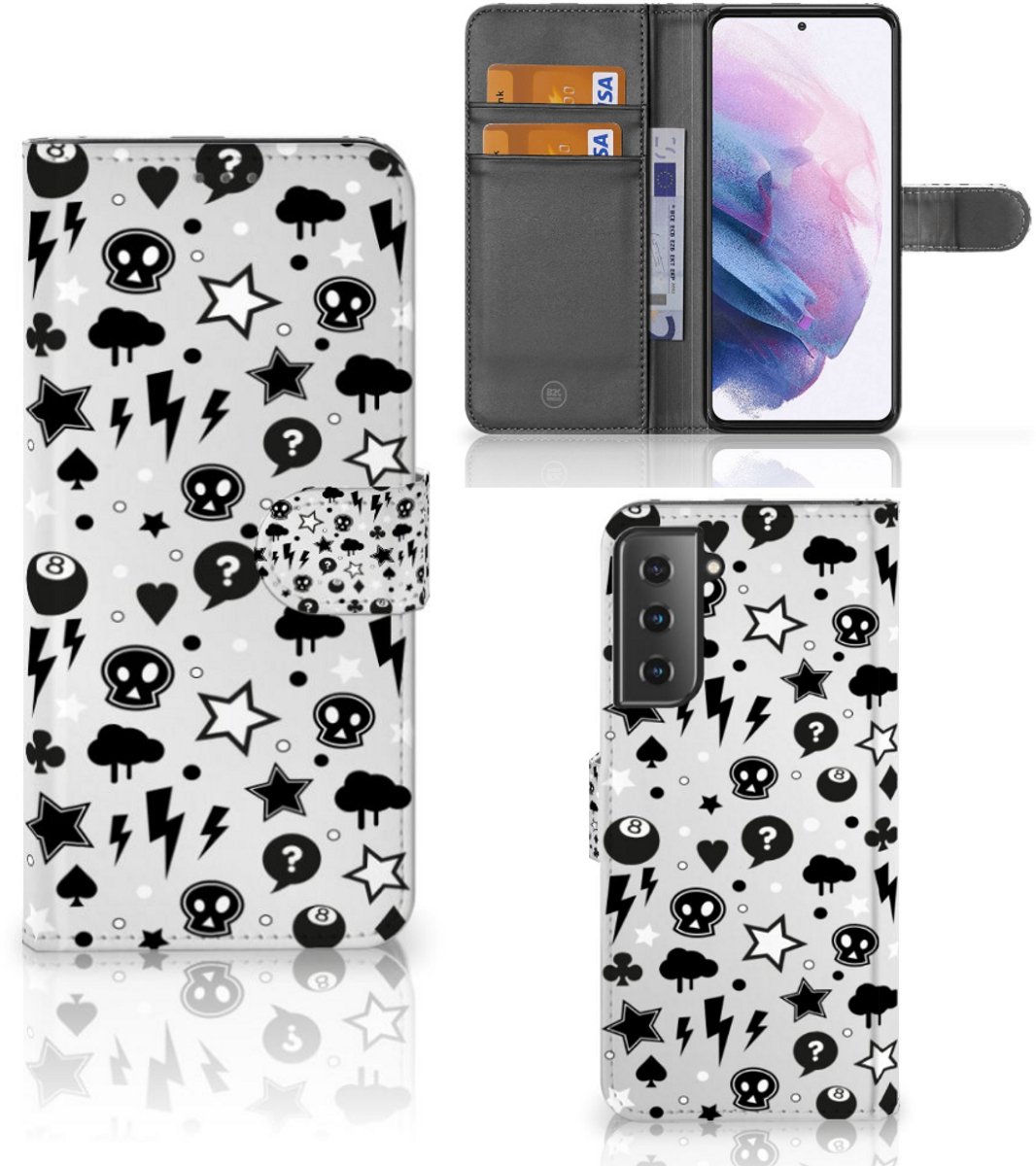 Boekhoesje voor Telefoonhoesje met Naam Samsung Galaxy S21 Plus Silver Punk