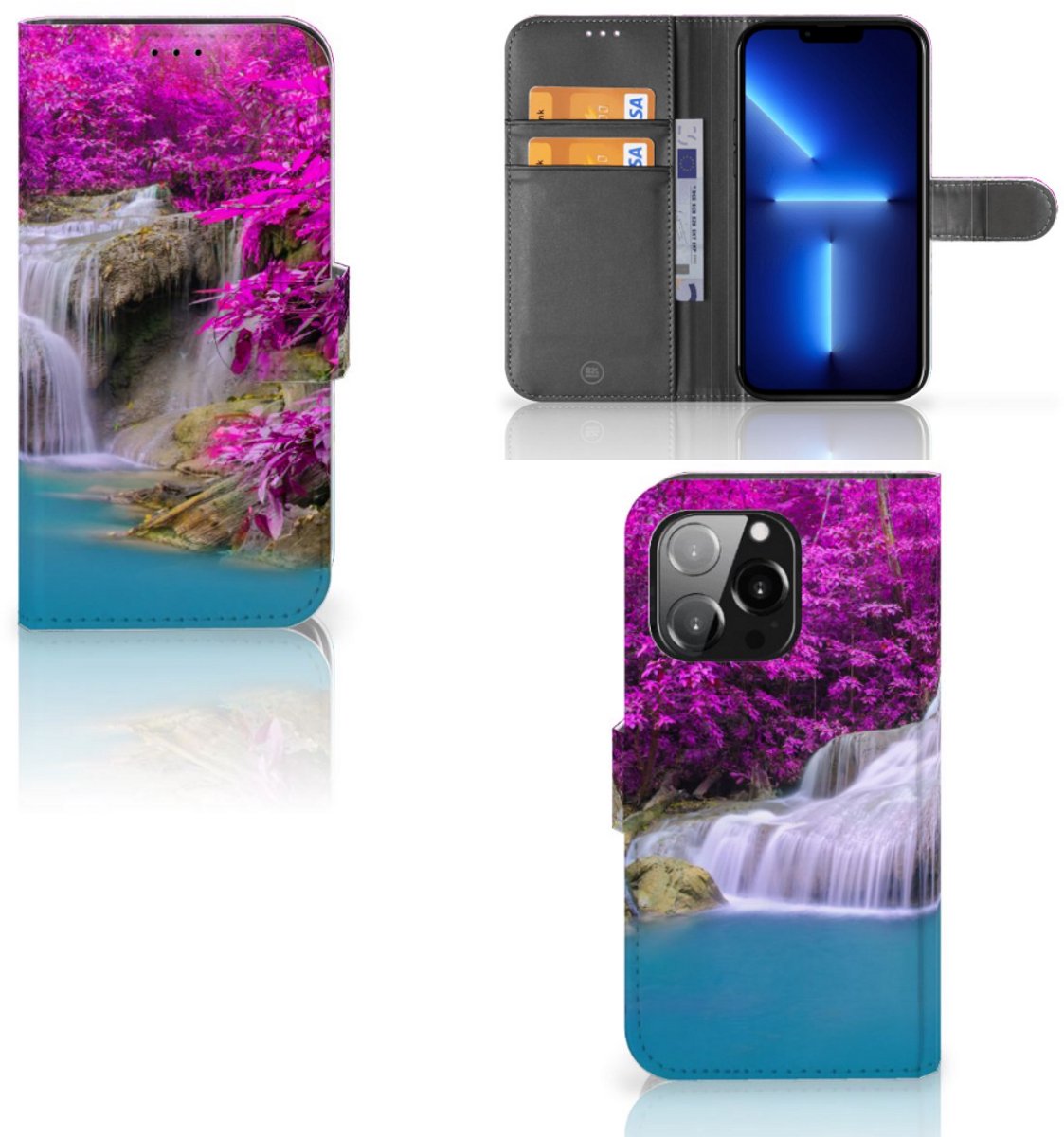 Book Case voor iPhone 13 Pro Flip Cover Waterval