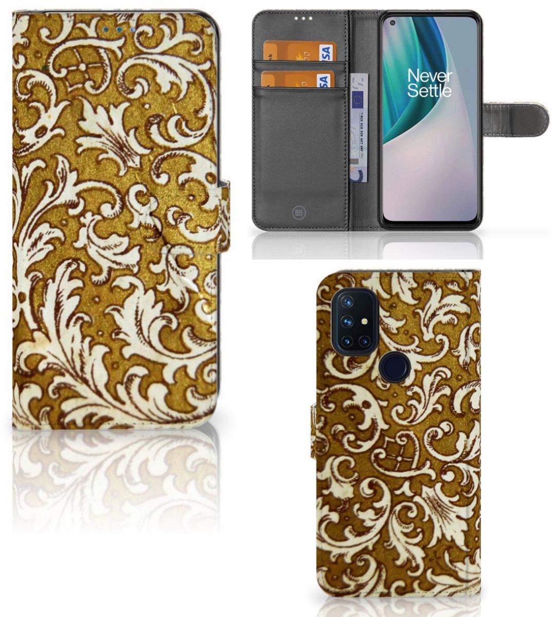 Wallet Case OnePlus Nord N10 Barok Goud