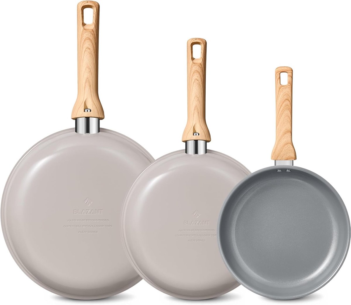 Pannenset Inductie Keramisch 20, 24, 28 cm - Antiaanbakpan met Bakelietgreep