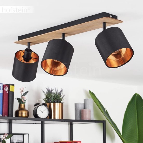 Moderne Plafondlamp van Hout en Metaal met Verstelbare Kappen