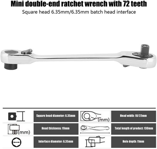 Mini-ratel met 1/4 inch Aansluiting en Bit-driver - 72 Tanden ...