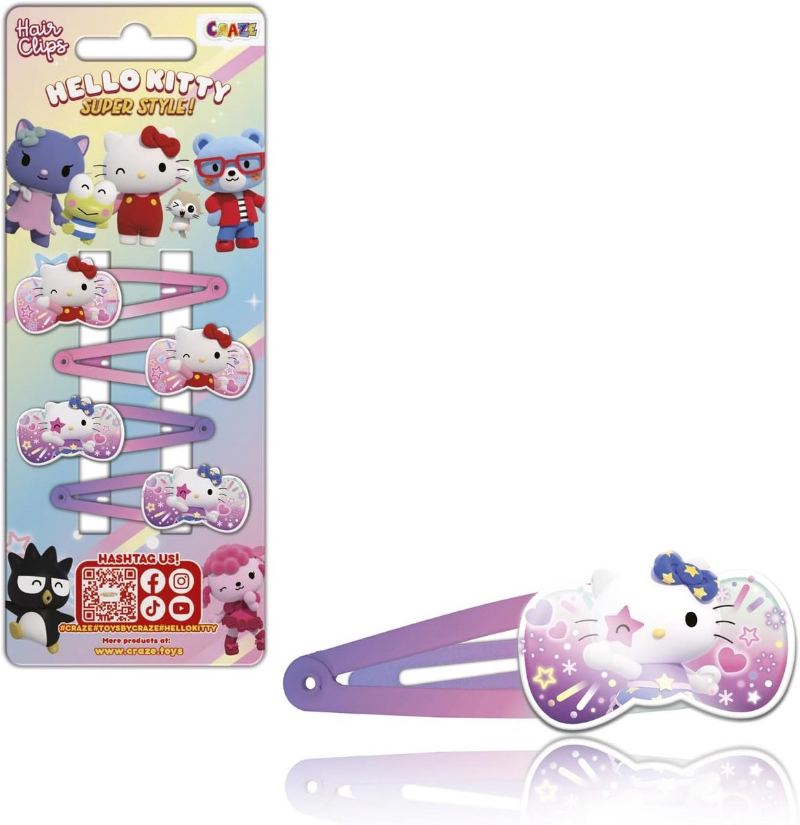 Haarspelden voor Meisjes met Hello Kitty Design - 4 Stuks in 2 Stijlen